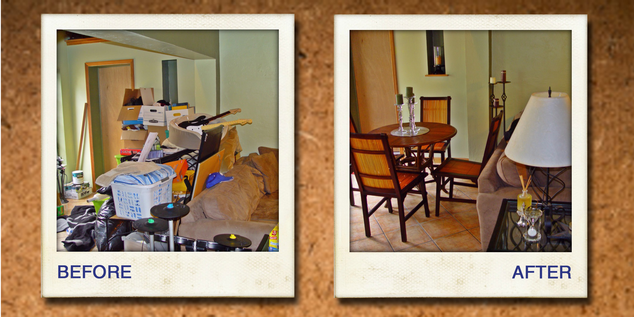 organizing dining room before and after